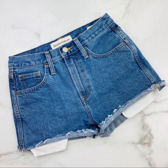 Aritzia Denim Forum cuffed high waisted shorts - Picture 2 of 4